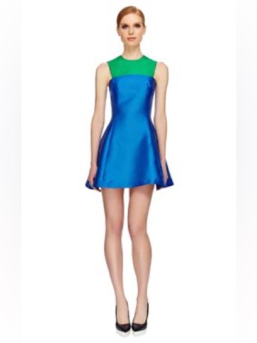 Opening Ceremony Skipper Gazaar Green and Blue Colour Block skater Dress